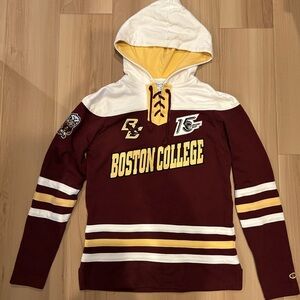 Boston College - Champion Hockey Hoodie Sweater Size XS - RARE CUSTOM PATCHES
